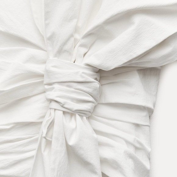 NWT Zara Woman Bloggers Fav Bow KNOTTED MINI SKIRT ZW COLLECTION White Size XS - Picture 6 of 14